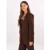 Hnědé dámské sako s broží a imitací kapes