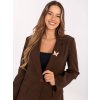 Hnědé dámské sako s broží a imitací kapes