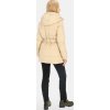 Světle béžová dámská krátká péřová bunda s kapucí a zavazováním