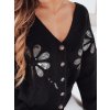 Černý dámský svetr KERINDA s flitrovanými květinovými aplikacemi