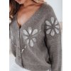 Šedý dámský svetr KERINDA s flitrovanými květinovými aplikacemi