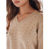 Camel dámský viskózový svetr VERALIA s kamínky a výstřihem do V