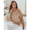 Camel dámský viskózový svetr VERALIA s kamínky a výstřihem do V