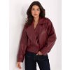 Vínový dámský dvouřadý koženkový trenčkot