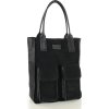 MARCO MAZZINI Černá kožená shopper kabelka s kapsami