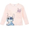 Světle růžové dívčí tričko s dlouhým rukávem a kapsičkou Disney Stitch
