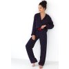 Sensis Tmavě modré dámské viskózové pyžamo Sophia se srdíčky