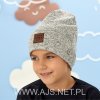 AJS Chlapecká čepice s nášivkou (Barva šedá melanž, Velikost 52-54 cm)