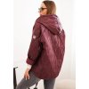 Dámská vínová prošívaná bunda s kapucí