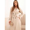 Dámský smetanový trenčkot s páskem