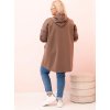 Světle hnědá dámská viskózová plus size mikina s kapucí