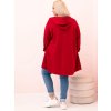 Červená dámská viskózová plus size mikina s kapucí