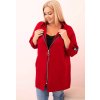 Červená dámská viskózová plus size mikina s kapucí