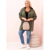 Khaki dámská viskózová plus size mikina s kapucí