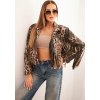 Dámská bunda z viskózy s třásněmi a leopardím vzorem