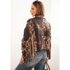 Dámská bunda z viskózy s třásněmi a leopardím vzorem