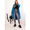 Modrý dámský asymetrický kardigan s potiskem na zádech