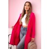 Tmavě růžový dámský asymetrický kardigan s potiskem na zádech