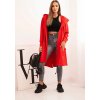 Červený dámský asymetrický kardigan s potiskem na zádech