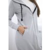 Světle šedá dámská pohodlná dlouhá mikina na zip s kapucí (Velikost ONE SIZE)