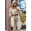 Smetanový dámský oversized kardigan s kapucí a stylovou nášivkou