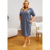 Doctor Nap Tmavě šedá dámská plus size noční košile s kapsami