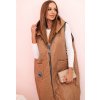 Camel dámská oversize prošívaná vesta s kapucí na zip