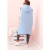 Světle modrá dámská oversize prošívaná vesta s kapucí na zip