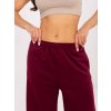Vínové dámské široké viskózové tepláky s kapsami