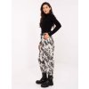 Smetanové dámské viskózové kalhoty s maskáčovým vzorem a páskem