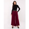 Vínové dámské viskózové kalhoty s elastickým pasem
