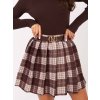 Hnědá dámská károvaná mini sukně