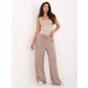 Béžové dámské viskózové tepláky s širokými nohavicemi