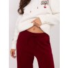 Vínové dámské viskózové tepláky s širokými nohavicemi