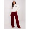 Vínové dámské viskózové tepláky s širokými nohavicemi