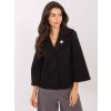 Černý dámský krátký kabát s širokými rukávy a broží