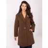Hnědý dámský krátký kabát s broží