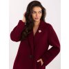Vínový dámský krátký kabát s broží