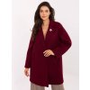 Vínový dámský krátký kabát s broží
