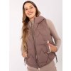 Hnědá dámská péřová prošívaná vesta s kapucí