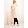 Smetanový stylový dámský plus size teddy kabátek na zip s kapucí