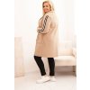 Béžový dámský plus size teddy kabát s kapsami