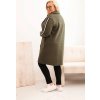 Khaki dámský plus size teddy kabát s kapsami