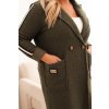 Khaki dámský plus size teddy kabát s kapsami