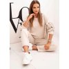 Světle béžová dámská viskózová tepláková souprava s třásněmi na rukávech