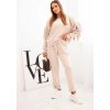Světle béžová dámská viskózová tepláková souprava s třásněmi na rukávech