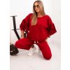 Vínová dámská viskózová tepláková souprava s třásněmi na rukávech