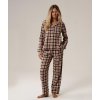 Atlantic Flanelové dámské dlouhé kárované pyžamo