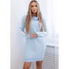 Světle modré dámské mikinové šaty s kapucí