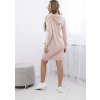 Pudrové dámské mikinové šaty s kapucí
